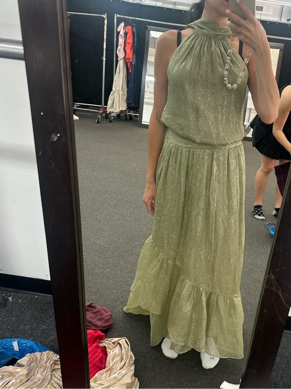 Ramy Brook Bridgid Metallic Silk Blend Gown in GREEN